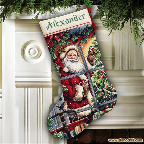      (08778) Candy Cane Santa Stocking    Dimensions. The Golden Collection. ()