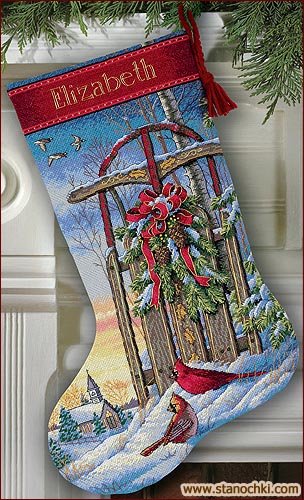     Christmas Sled Stocking (08819)    Dimensions ()