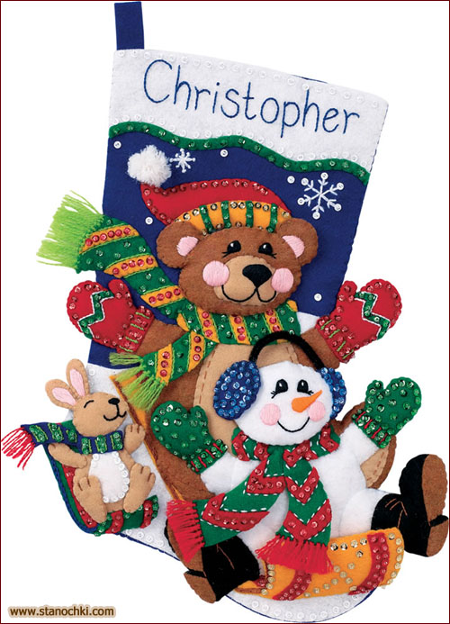 Dimensions 08145 Toboggan Trio Stocking Felt Applique Kit         Dimensions ()