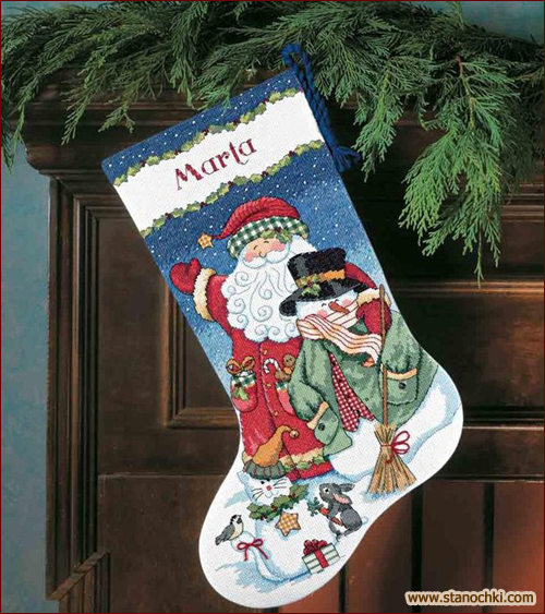 Dimensions 08714 Santa and Snowman Stocking        Dimensions ()