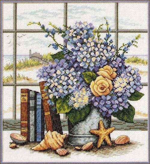     Hydrangeas and shells (35166)    Dimensions ()