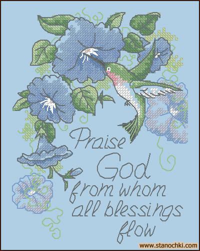  ������� � �������� ������  Hummingbird and Morning Glories (65015) ����� ��� ������� Dimensions (����)